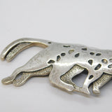 Mexican Style Sterling Silver Prowling Panther Brooch Pin Vintage c1970s