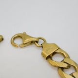 Chunky Gold on Sterling Silver Curb Link Chain Bracelet Vintage c1970s