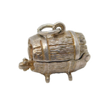 Sterling Silver Opening Beer Barrel Charm Pendant Vintage c1970s