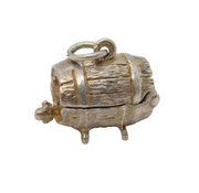 Sterling Silver Opening Beer Barrel Charm Pendant Vintage c1970s