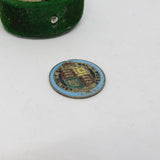 Queen Victoria Sterling Silver Gilt & Blue Enamel Sixpence Coin Antique 1887
