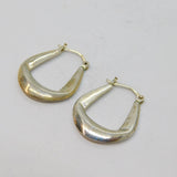 Pair of Sterling Silver Angled Huggie Hoop Earrings Vintage c1970