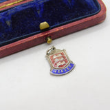 Sterling Silver and Enamel Jersey Travel Shield Charm Pendant Vintage c1970