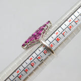 Sterling Silver 16 Almandine Garnet Statement Ring Vintage c1970 Size N 1/2