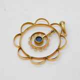 Edwardian 15ct Gold, White Enamel, Pearl & Sapphire Lavalier Pendant Antique