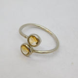 Sterling Silver Two Faceted Citrine Wraparound Dress Ring Modern c1990 Size L