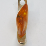Sterling Silver Baltic Amber Curved Studio Style Charm Pendant Vintage c1970