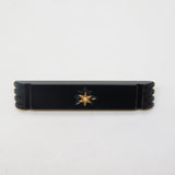 Victorian French Jet, Gold & Rolled Gold Mourning Bar Brooch Antique c1880