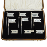 Boxed Set of Sterling Silver & Bakelite Sandwich Flags Antique 1936 Birmingham