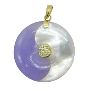 Chinese 14ct Gold, Dyed Jade & Mother of Pearl Yin-Yang Pendant Vintage