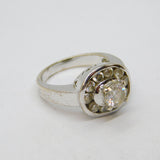 Sterling Silver White Spinel Studio Style Cluster Ring Vintage c1990 Size N 1/2