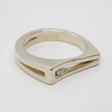 Sterling Silver Spinel Set Split Band Dress Ring Vintage c1970 Size M 1/2