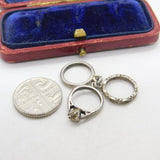 Sterling Silver Trio of Engagement Rings Charm Pendant Vintage c1970