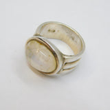 Sterling Silver Cabochon Moonstone Wide Studio Ring Vintage c1970 Size K 1/2