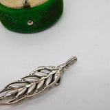 Sterling Silver Paste Set Feather Drop Pendant Vintage c1990