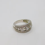 Sterling Silver Multi-Stone CZ Art Deco Style Band Ring Vintage c1990 Size M 1/2