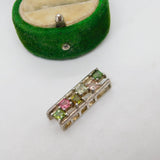 Sterling Silver Gem Set Drop Charm Pendant Vintage c1970
