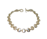 Sterling Silver Multi-Disc Circles Panel Form T-Bar Bracelet Contemporary c2000