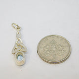 Sterling Silver Blue Topaz Celtix Style Drop Charm Pendant Vintage c1970