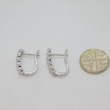 Pair of Sterling Silver Multi-Stone CZ Leverback Stud Earrings Modern c1990