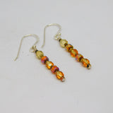 Pair of Sterling Silver Copper-Tone Glass Bead Drop Earrings Contemporary c2010