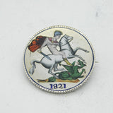 George IV Sterling Silver & Enamel Crown Coin Brooch Antique 1821