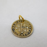 18th Century Spanish King Carlos III Gilded Coin Charm Pendant Antique 1766