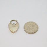 Sterling Silver Heart Lock Clasp Charm Pendant Vintage c1970