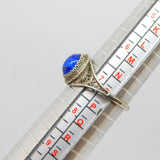 .800 Continental Silver Lapiz Lazuli Dress Ring Vintage c1970 Size O