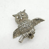 Sterling Silver Wise Owl Brooch Pin Vintage c1970s