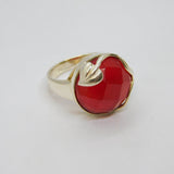 Sterling Silver Carnelian Art Nouveau Style Statement Ring Vintage c1970 Size S