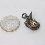 Sterling Silver Viking Ship Charm Pendant Vintage c1970