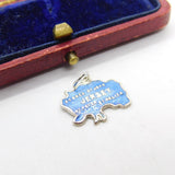 Sterling Silver & Enamel Jersey Island Map Outline Charm Pendant Vintage c1970