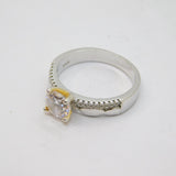 Sterling Silver Paste Set Double Band Effect Ring Vintage c1970 Size N 1/2