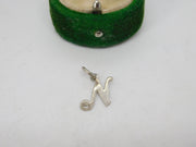 Sterling Silver N Initial Charm Pendant Vintage c1970