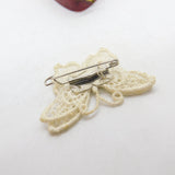 Silver Metal & Cotton Form Butterfly Brooch Antique c1920 Art Deco
