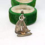 Sterling Silver Sailing Ship Yacht Charm Pendant Vintage c1970