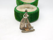 Sterling Silver Sailing Ship Yacht Charm Pendant Vintage c1970