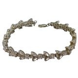 Sterling Silver & Crystal Set Floral Tennis Bracelet Vintage c1990s