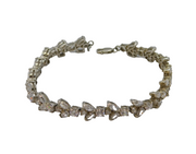 Sterling Silver & Crystal Set Floral Tennis Bracelet Vintage c1990s