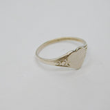 Sterling Silver Patterned Heart Signet Band Ring Vintage c1970 Size O 1/2