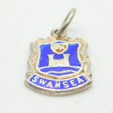 Sterling Silver & Enamel Swansea Wales Charm Pendant Vintage c1970