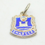 Sterling Silver & Enamel Swansea Wales Charm Pendant Vintage c1970