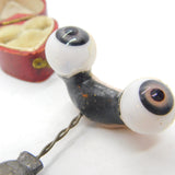 Victorian Pair of Handmade Dolls Glass Eyes on Stand Antique c1860