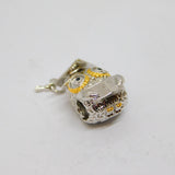 Sterling Silver & Gilt Owl Graduation Charmbead For Bracelet Vintage c2000