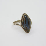 Sterling Silver Morpho Butterfly Wing Ellipse Dress Ring Antique c1930 Size H