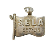 Sterling Silver 'SELA' Sailing Flag Charm Pendant Antique 1897 Victorian