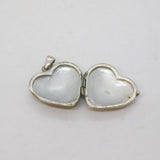 Sterling Silver Textured Pattern Heart Locket Charm Pendant Vintage c1970s
