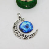 Sterling Silver Crescent Moon Large Charm Pendant Vintage c1970