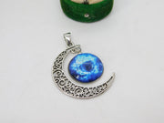 Sterling Silver Crescent Moon Large Charm Pendant Vintage c1970